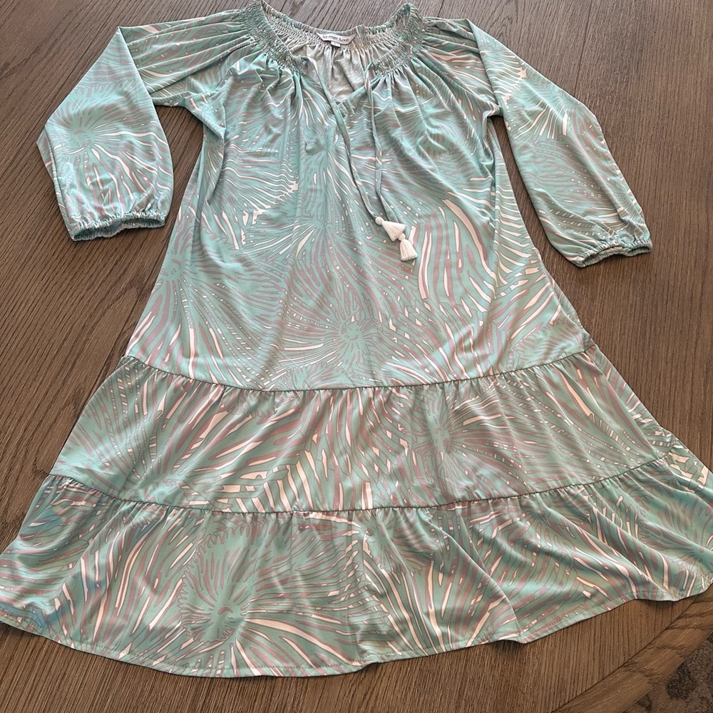 La Mer Luxe Mint Green Boho Dress – Flowy Tiered Tunic Style